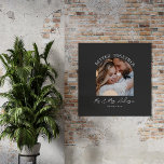 decoração do presente de casamento da foto do carv<br><div class="desc">Melhor juntos,  casal rosa-rosado,  anúncio de casamento de fotos de arco e impressão de presente. Movimento moderno de cinza de carvão elegante.</div>