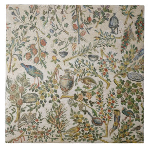 Decoração do teto com flores e pássaros (mosaic