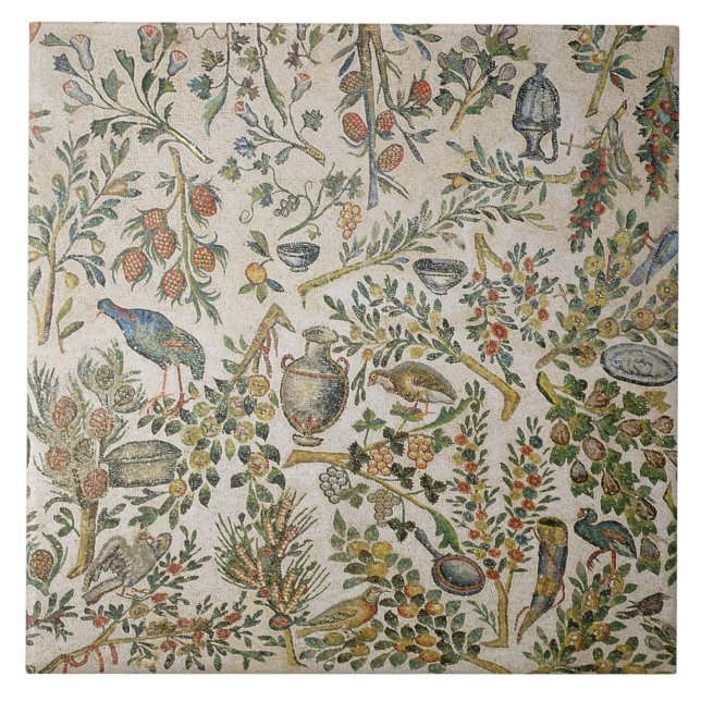 Decoração do teto com flores e pássaros (mosaico) (Frente)