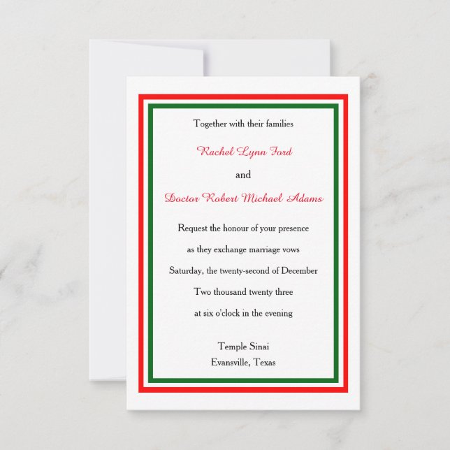 Decoração Dupla de Natal - Convite de Casamento 3x (Frente)