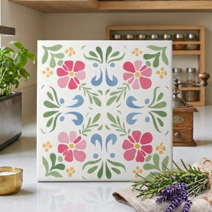 Decoração Floral de Prado de Primavera Rosa e Verd