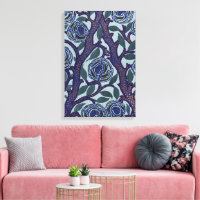 Decoração Floral Rosa Art Déco Azul Real e Dourado