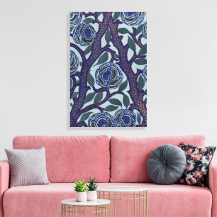Decoração Floral Rosa Art Déco Azul Real e Dourado