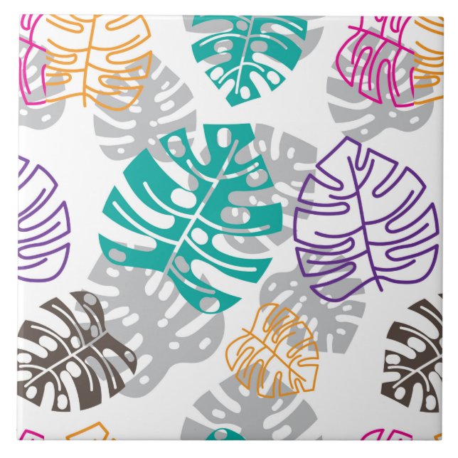 decoração folhas azulejo cerâmico (Frente)