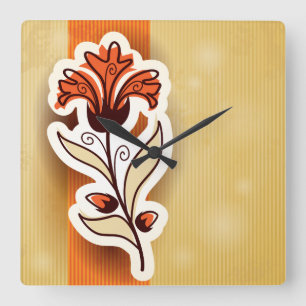 Decoração moderna com flor, relógio de parede