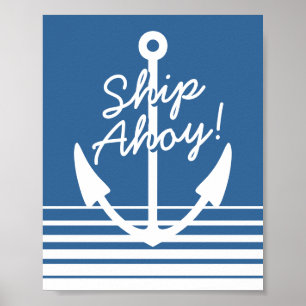 Decoração náutica pôster de parede   Navio Ahoy ân