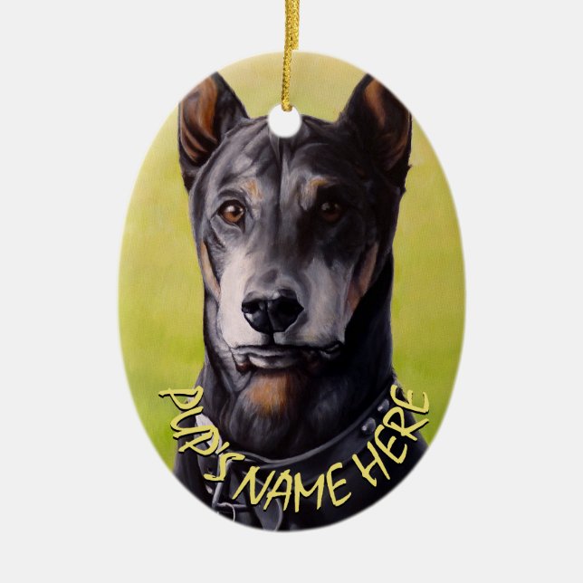 Decoração Personalizada de Cão do Ornamento Doberm (Frente)
