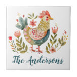 Decoração Rustic Watercolor Rooster Kitchen<br><div class="desc">Um bonito azulejo de cozinha temático com galeria de arte popular de aquarelas. Tão fofo como sotaque para a sua cozinha. Projetado para você pelo Blackberry Boulevard.</div>