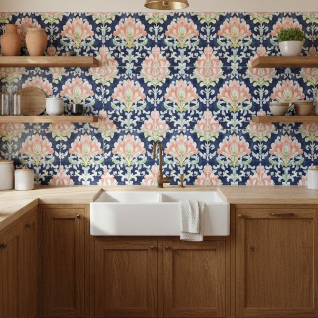 Decoração verde do Marinho do Damasco para Cores A (Criador carregado)