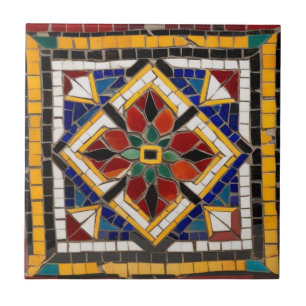 Decoração vermelho-amarela-do-mosaico