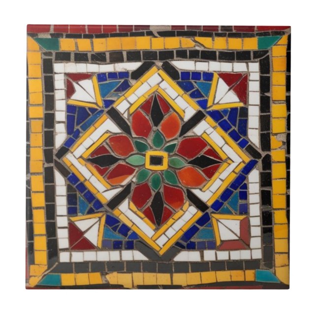 Decoração vermelho-amarela-do-mosaico (Frente)