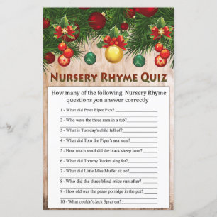 decorações de Natal Jogo de nursery Rhyme Quiz