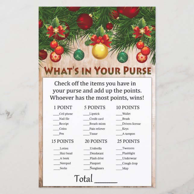 decorações de natal O que há no seu jogo de bolsa (Frente)