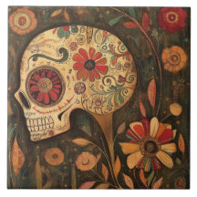 Decorated Autumn Day Of The Dead Skull