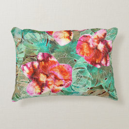 Decorativa Almofada Boho Vintage Coral Floral Turquesa