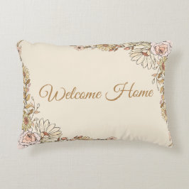 Decorativa Almofada Botânica Personalizável "Bem-Vindo a Casa