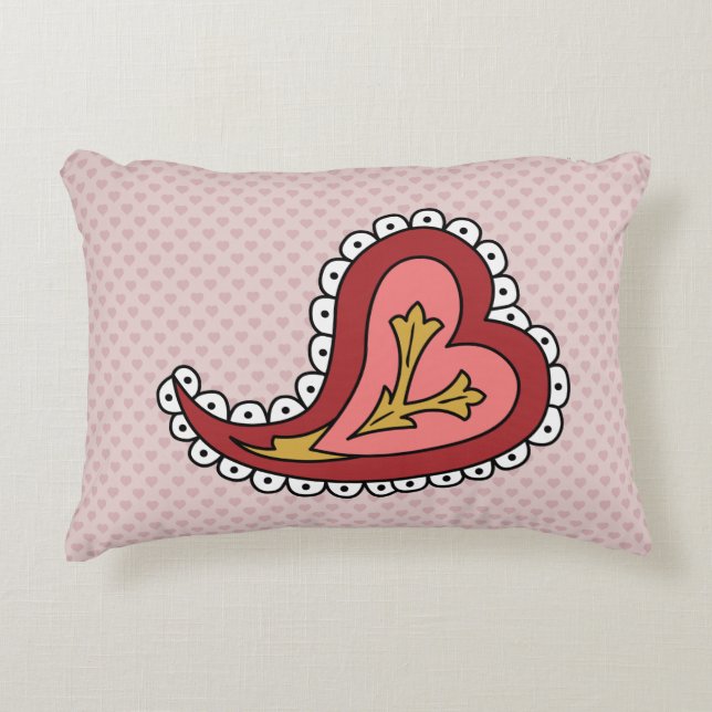Decorativa Almofada com Acento de Coração Paisley (Frente)