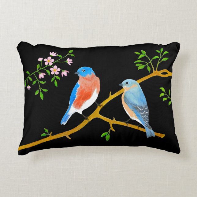 Decorativa Almofada com Acento Preto de Azulejos (Frente)