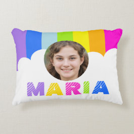 Decorativa almofada com nome de foto de meninas em listras de