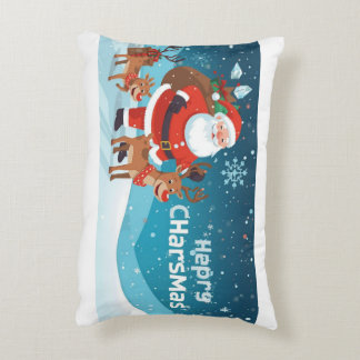 Decorativa almofada com Papai Noel e rena