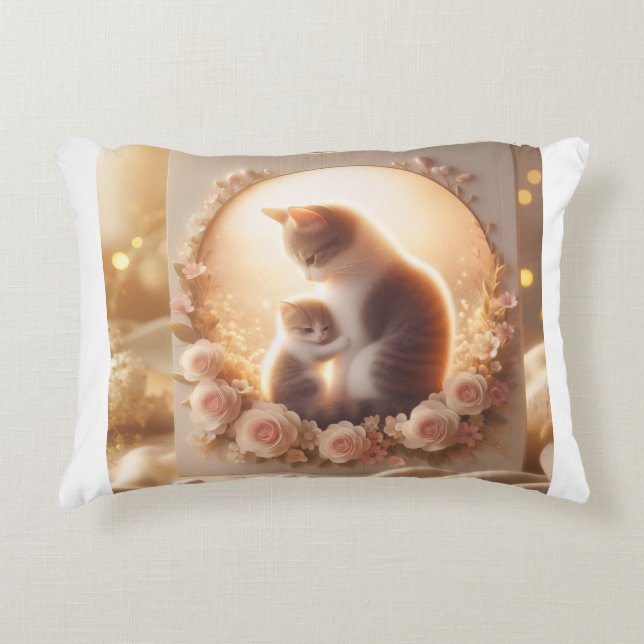 Decorativa Almofada Cute Cat Mom – Presente para Mamãe (Frente)