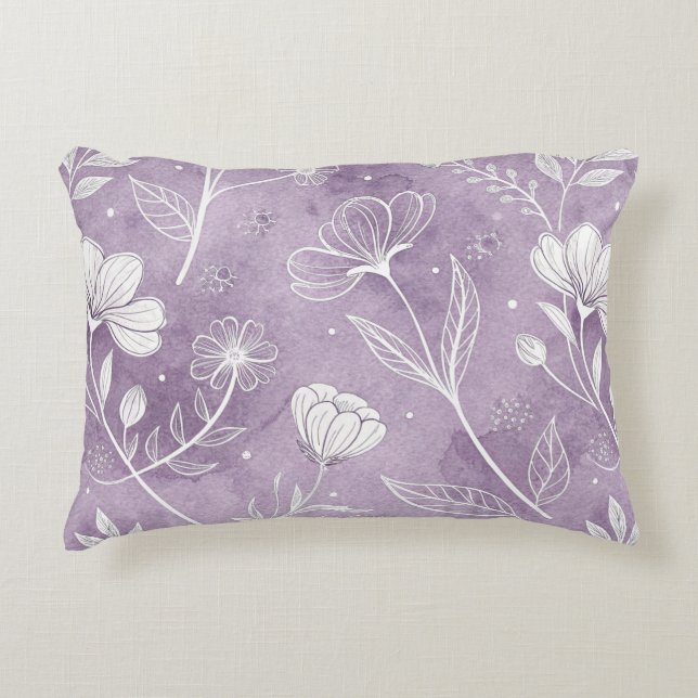 Decorativa Almofada de Acabamento Botânico em Lavanda Sonhado (Frente)