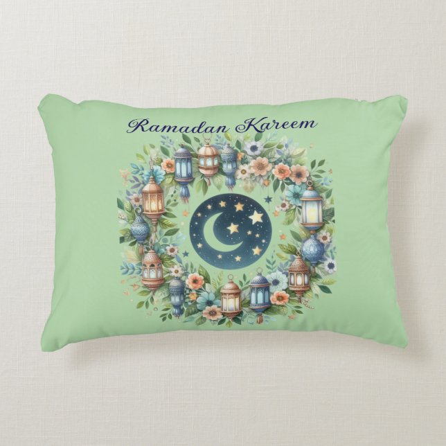 Decorativa Almofada de Acabamento Islâmico Ramadan Kareem & E (Frente)