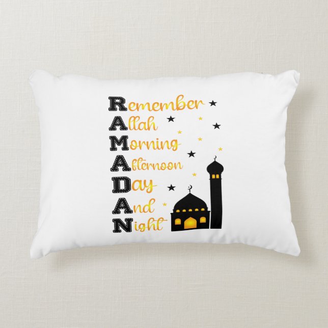 Decorativa Almofada de Acabamento Islâmico Ramadan Kareem & E (Frente)