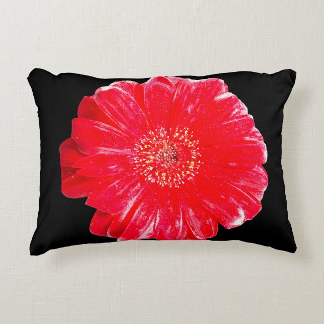 Decorativa Almofada de Acabamento Preto com Gerbera Amarela V (Frente)