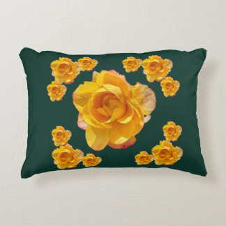Decorativa Almofada de Acento com Rosa Amarela Dourada sobre