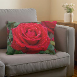Decorativa Almofada de Acento com Rosa Vermelha