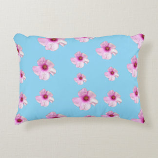 Decorativa Almofada de Acento Lombar Floral Rosa Azul Claro