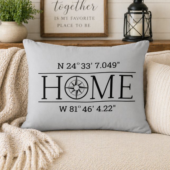 Decorativa Almofada de Acento Coordenadas GPS de Casa (Criador carregado)