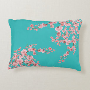 Decorativa Almofada de Acento de Flor de Cerejeira em Aquarel