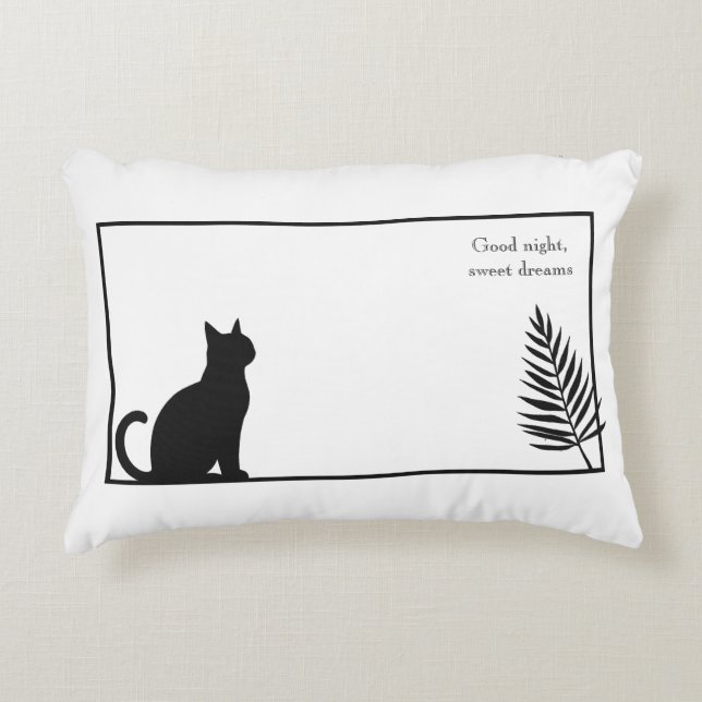 Decorativa Almofada de acento de gato preto (Frente)