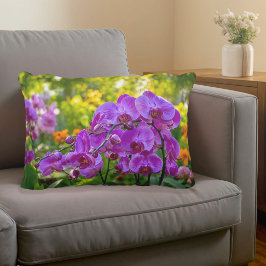Decorativa Almofada de Acento de Orquídeas Roxas
