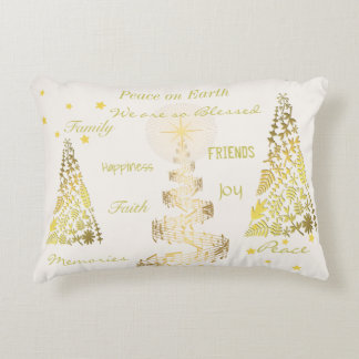 Decorativa Almofada de Acento Dourado e Creme de Natal