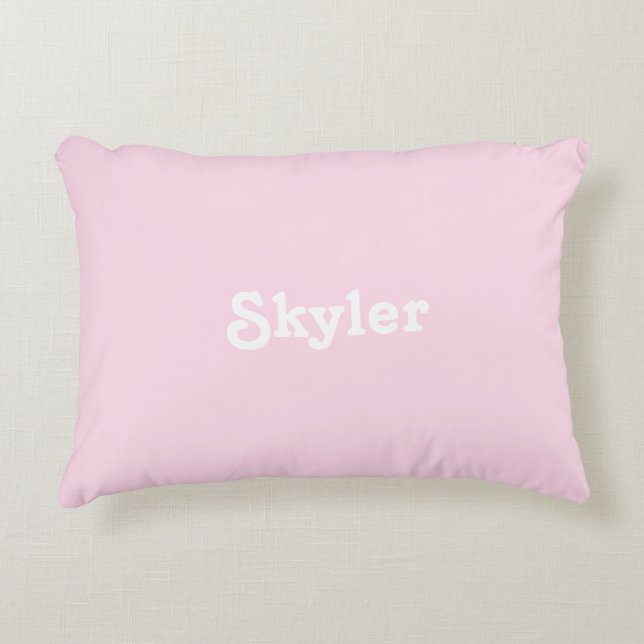 Decorativa almofada de acento rosa claro com nome personaliza (Frente)
