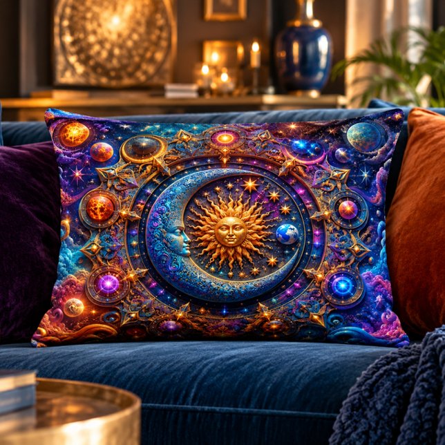 Decorativa Almofada de Acento Sol Lua Celestial 16x12 (Criador carregado)