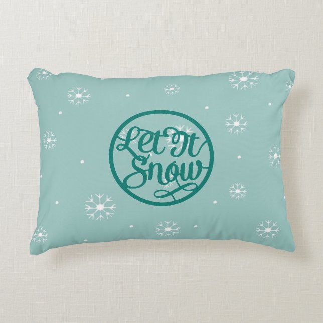 Decorativa Almofada de acento Teal Let It Snow (Frente)