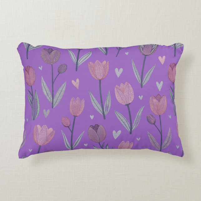 Decorativa Almofada de Acento Tulipa Roxa (Frente)