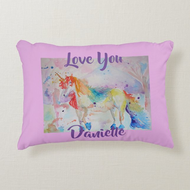 Decorativa Almofada de Amor para Quarto de Meninas Rosa Unicó (Frente)