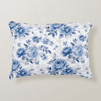 Decorativa Almofada de Arremesso com Padrão de Rosa Floral Az