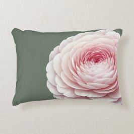 Decorativa Almofada de Arremesso Floral Rosa Suave Verde Salv