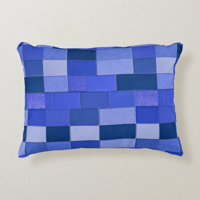 Decorativa 🔷 Almofada de Azulejo Mosaico Azul para Decoração (Frente)