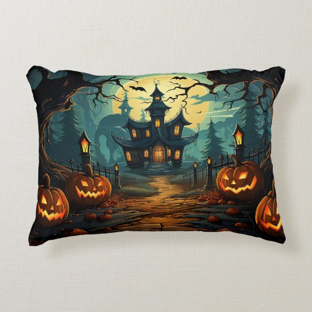 Decorativa Almofada de Casa Assombrada de Halloween  (Frente)