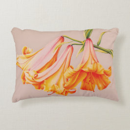 Decorativa Almofada de pintura artística de lírios laranja
