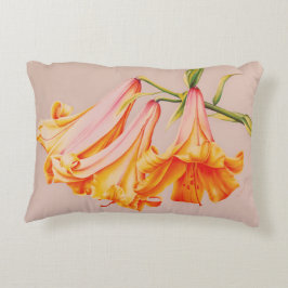 Decorativa Almofada de pintura artística de lírios laranja