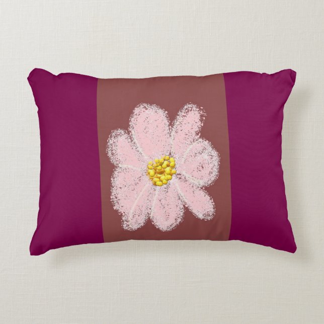 Decorativa almofada de pintura de flor rosa (Frente)