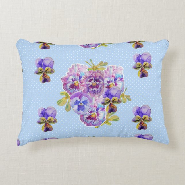 Decorativa Almofada Floral Bolinhas chique Azul (Frente)